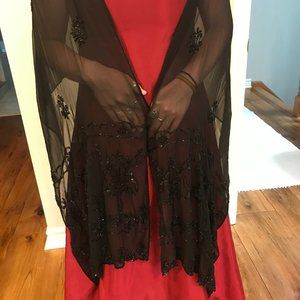 Hand beaded/sequined sheer shawl/pashmina